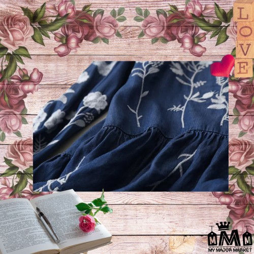 ROBE DENIM - BRODERIE FLORALE - MANCHES LONGUES 40,99 € | My Major Market