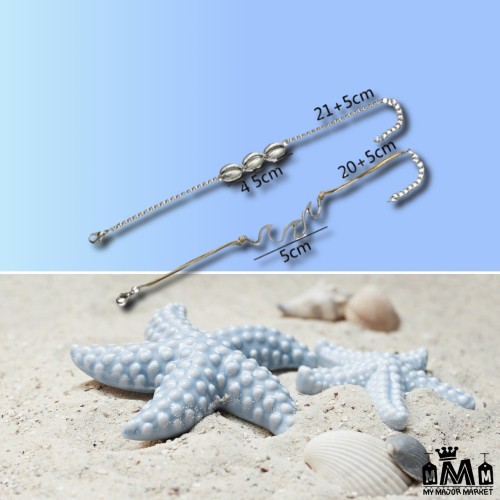 CHAINE DE CHEVILLE - DOUBLE - COQUILLAGE EN VAGUES 15,99 € | My Major Market