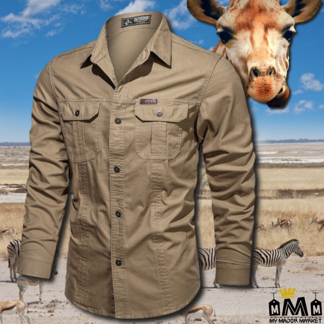 Chemise homme kaki manche longue 2025