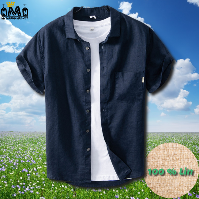 CHEMISE HOMME - MANCHES COURTES - PURE LIN - SAISON PRINTEMPS-ÉTÉ 46,99 € | My Major Market