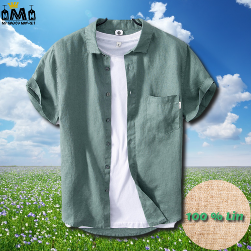 CHEMISE HOMME - MANCHES COURTES - PURE LIN - SAISON PRINTEMPS-ÉTÉ 46,99 € | My Major Market