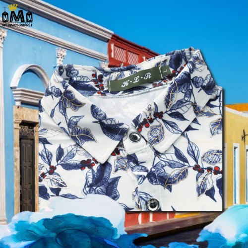 CHEMISE FLORALE HOMME - COTON MERCÉRISÉ - CHARMING BLUE 49,99 € | My Major Market