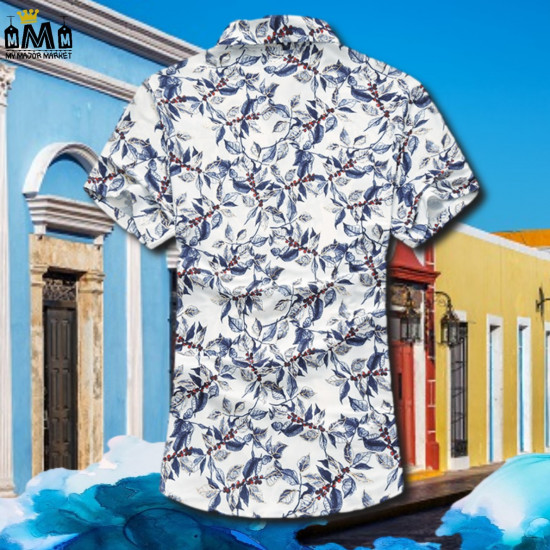 CHEMISE FLORALE HOMME - COTON MERCÉRISÉ - CHARMING BLUE 49,99 € | My Major Market