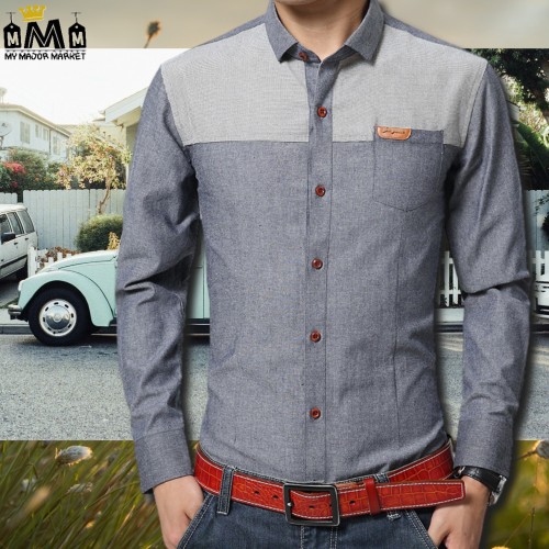 CHEMISE BI-MATIÈRE POUR HOMME - COUPE AJUSTÉE 55,99 € | My Major Market