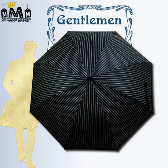 PARAPLUIE LONG POUR HOMME - SEMI-AUTOMATIQUE - RAYURES ÉLÉGANTES 40,99 € | My Major Market