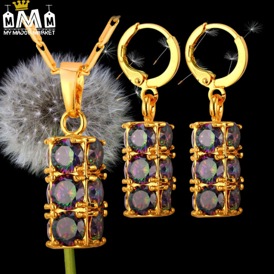 PARURE BIJOUX FEMME - COLLIER & B.O CYLINDRIQUES 30,99 € | My Major Market
