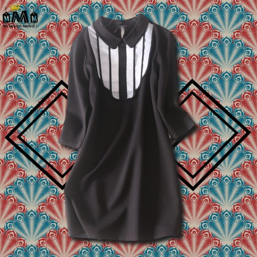 ROBE POUR FEMME - MANCHES 3/4 - CLAUDINE EN NOIR ET BLANC 65,99 € | My Major Market