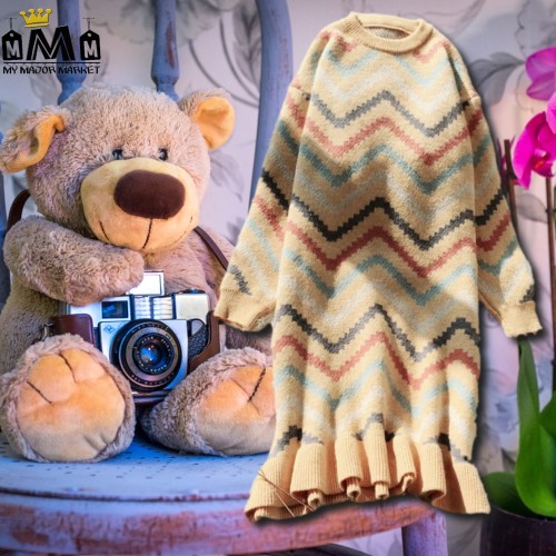 ROBE PULL À MANCHES LONGUES - VOLANTS & CHEVRONS 59,99 € | My Major Market