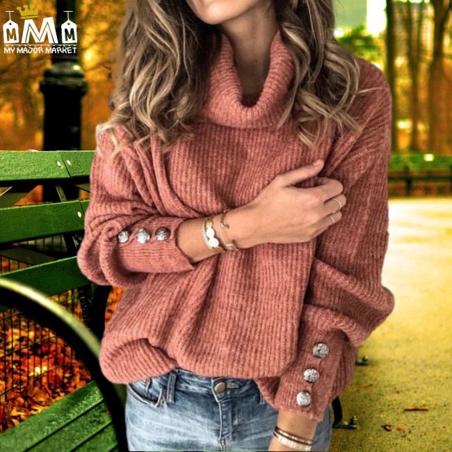 PULL COL ROULÉ POUR FEMME - STRIÉ MANCHES LANTERNES - AUTOMNE-HIVER 33,82 € | My Major Market