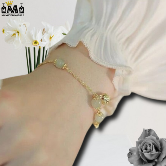 BRACELET RÉTRO - PERLES DE JADE HÉTIAN  - SAISON 2022 - 39.99 € |my major market