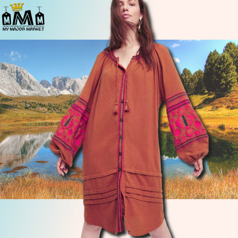 ROBE CHEMISE AMPLE - BOHÈME & BRODERIES - SAISON 2022 - 63.99 € | my major market ROBE CHEMISE AMPLE - BOHÈME & BRODERIES - SAISON 2022 - 63.99 € | my major market
