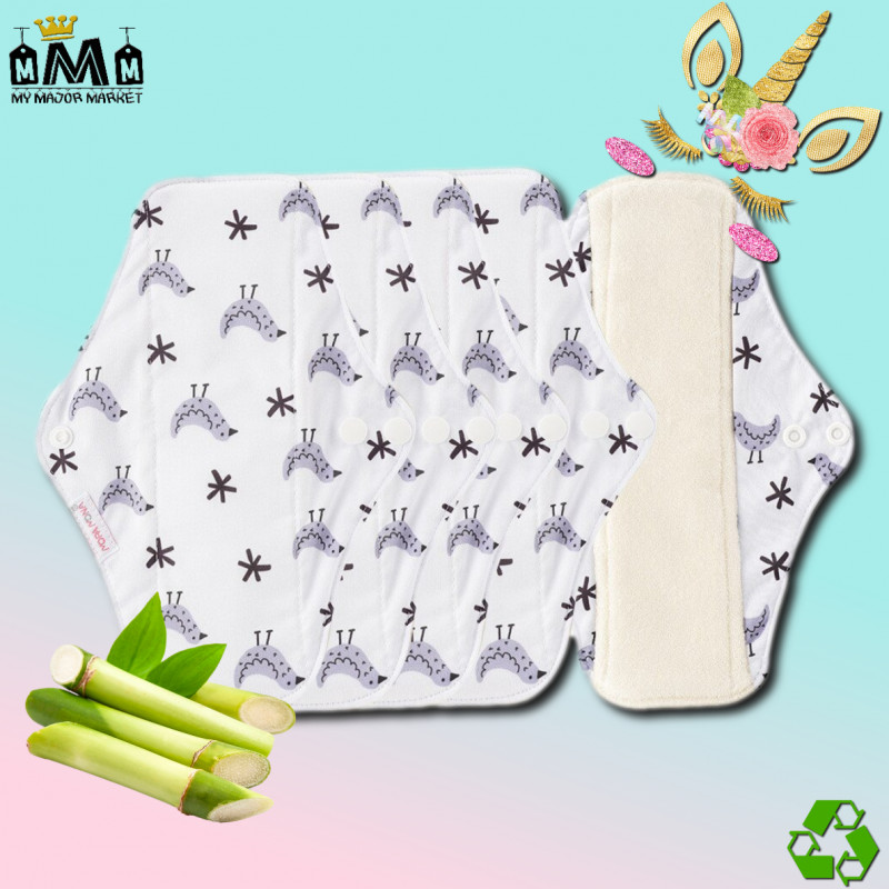 LOT DE 4 SERVIETTES HYGIÉNIQUES - FIBRE DE BAMBOU - LAVABLES & ÉCOLOGIGUE
