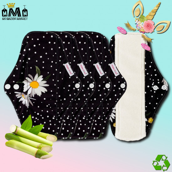 LOT DE 5 SERVIETTES HYGIÉNIQUES - FIBRE DE BAMBOU - LAVABLES & ÉCOLOGIGUE - 32.99 € - my major market