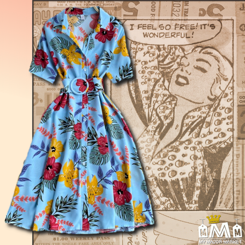ROBE FLEURIE VINTAGE - TAILLE UNIQUE & CEINTURÉE - SAISON 2022 - 39.99 € | my major market ROBE FLEURIE VINTAGE - TAILLE UNIQUE & CEINTURÉE - SAISON 2022 - 39.99 € | my major market
