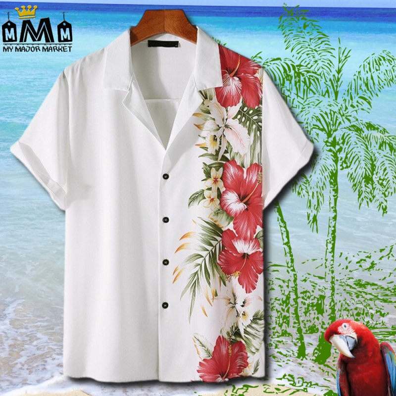 Vue De Chemises Hawaïennes Empilées Dans Des Bagages Avec Chapeau Et Casque