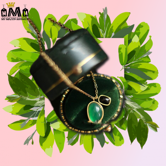 PARURE BIJOUX - COLLIER & B.O ONYX - EN VERT & NOIR - SAISON 2022 - 35.99 € | my major market