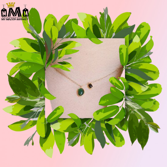 PARURE BIJOUX - COLLIER & B.O ONYX - EN VERT & NOIR - SAISON 2022 - 35.99 € | my major market