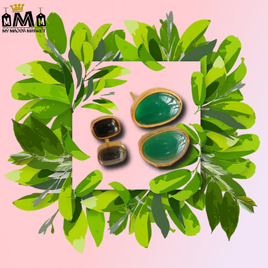 PARURE BIJOUX - COLLIER & B.O ONYX - EN VERT & NOIR - SAISON 2022 - 35.99 € | my major market