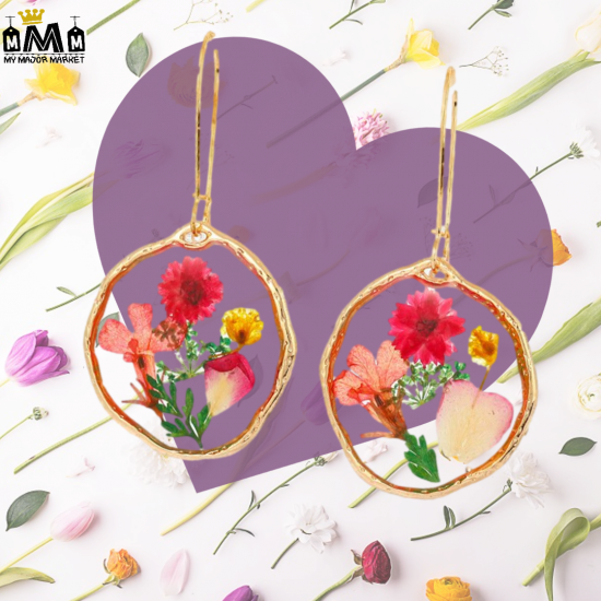 BOUCLES D'OREILLES - FLEURS SÉCHÉES & TRANSPARENCE - 15.99 € | my major market