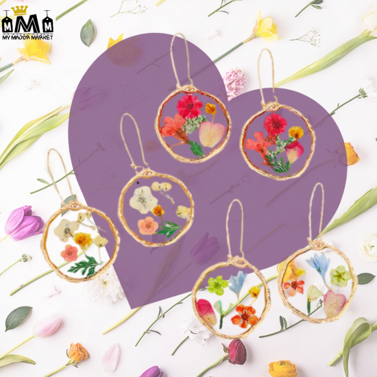 BOUCLES D'OREILLES - FLEURS SÉCHÉES & TRANSPARENCE - 15.99 € | my major market