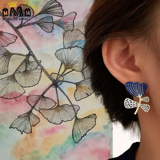 BOUCLES D'OREILLES ÉMAILLÉES - FLEURS DE GINKGO - 18.99 € | my major market