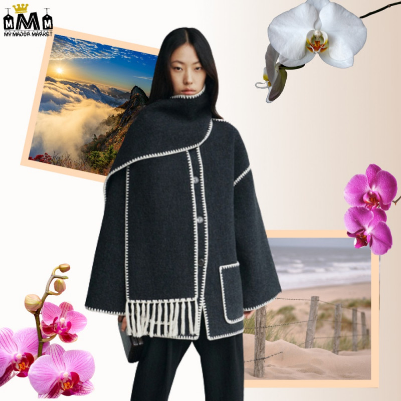MANTEAU À COL ÉCHARPE - LAINE & BRODERIE - CATWALK - 599.99 € | my major market MANTEAU À COL ÉCHARPE - LAINE & BRODERIE - CATWALK - 599.99 € | my major market