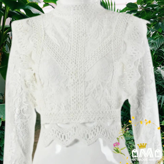 CROP TOP - MANCHES LONGUES EN CROCHET