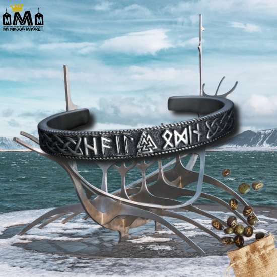 BRACELET HOMME - JONC OUVERT - RUNES & VIKINGS - 38.99 € | My Major Market