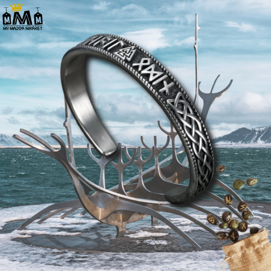 BRACELET HOMME - JONC OUVERT - RUNES & VIKINGS - 38.99 € | My Major Market