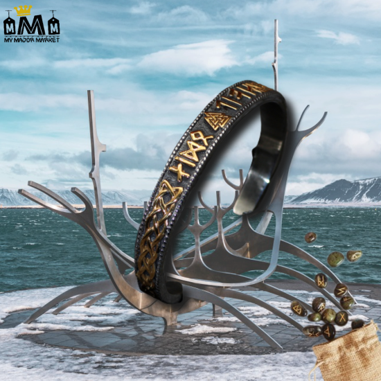 BRACELET HOMME - JONC OUVERT - RUNES & VIKINGS - 38.99 € | My Major Market