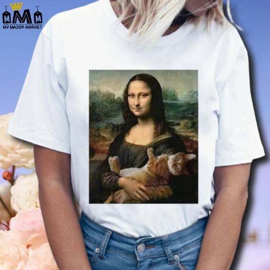 T-SHIRT FEMME - MANCHES COURTES - LE CHAT DANS L'ART - 25.99 € | My Major Market