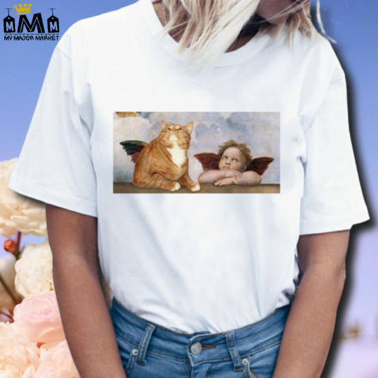 T-SHIRT FEMME - MANCHES COURTES - LE CHAT DANS L'ART - 25.99 € | My Major Market