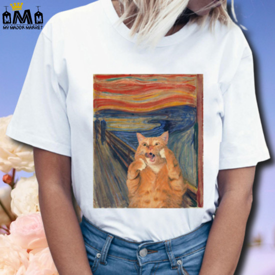 T-SHIRT FEMME - MANCHES COURTES - LE CHAT DANS L'ART - 25.99 € | My Major Market