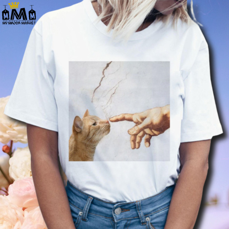 T-SHIRT FEMME - MANCHES COURTES - LE CHAT DANS L'ART - 25.99 € | My Major Market