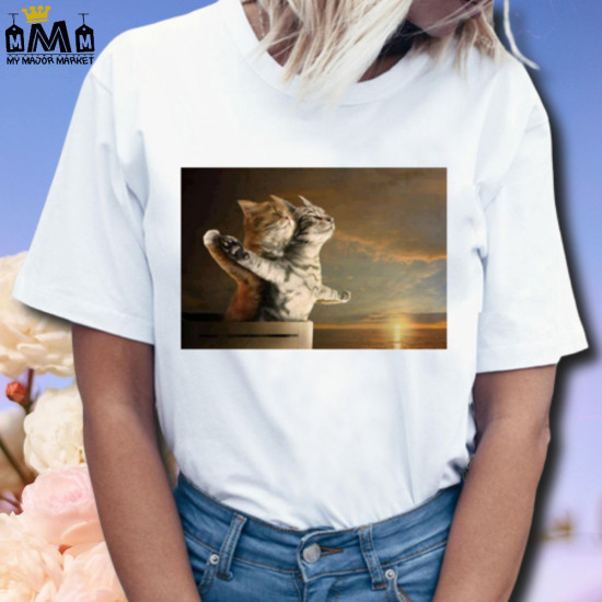 T-SHIRT FEMME - MANCHES COURTES - LE CHAT DANS L'ART - 25.99 € | My Major Market