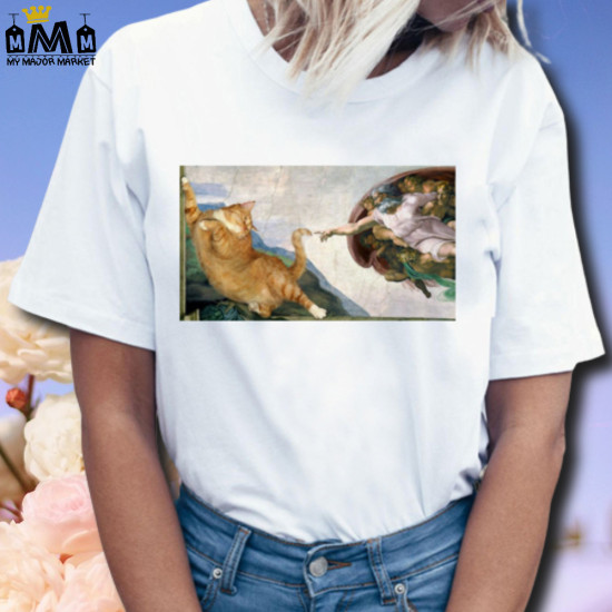 T-SHIRT FEMME - MANCHES COURTES - LE CHAT DANS L'ART - 25.99 € | My Major Market