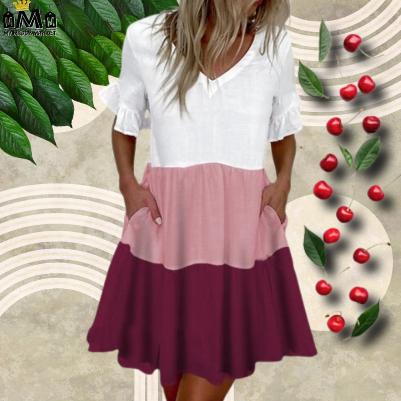 ROBE TRAPÈZE - VOLANTS & TRICOLORE - 40.99 € | My Major Market ROBE TRAPÈZE - VOLANTS & TRICOLORE - 40.99 € | My Major Market