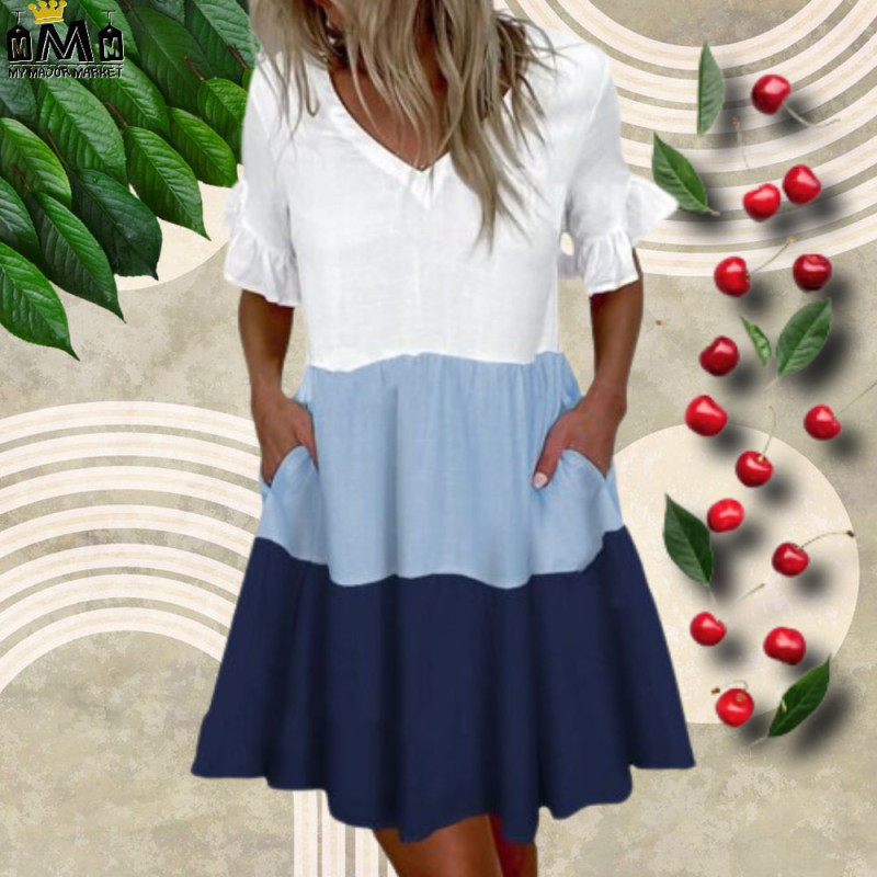 ROBE TRAPÈZE - VOLANTS & TRICOLORE - 40.99 € | My Major Market ROBE TRAPÈZE - VOLANTS & TRICOLORE - 40.99 € | My Major Market