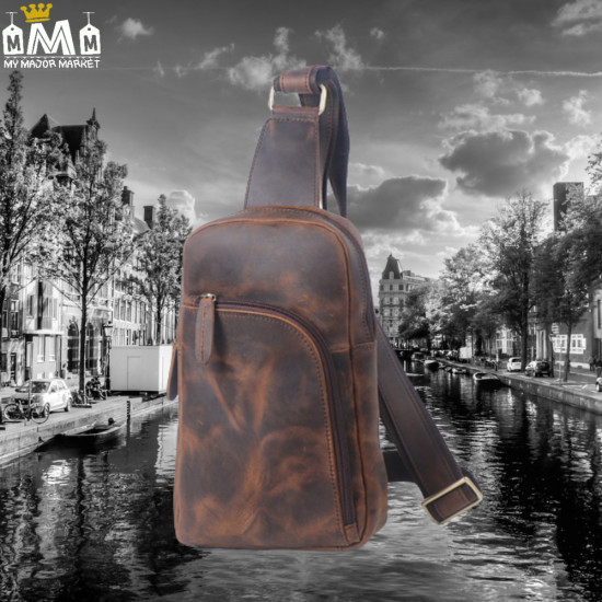 SAC À DOS À BANDOULIÈRE HOMME - VINTAGE & TRIO DE POCHES - 144.99 € |My Major Market