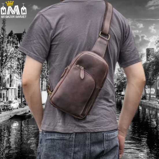 SAC À DOS À BANDOULIÈRE HOMME - VINTAGE & TRIO DE POCHES - 144.99 € |My Major Market