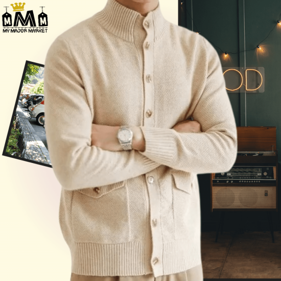 CARDIGAN RÉTRO HOMME - SOPHISTIQUÉ EN TOUT POINT - 179.99 € | My Major Market