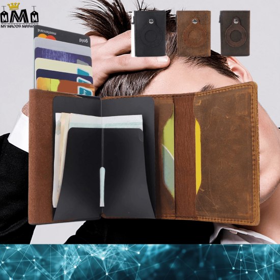 PORTE-CARTES AUTOMATIQUE - CUIR - ALLIAGE & APPLE AIRTAG - 69.99 € | My Major Market