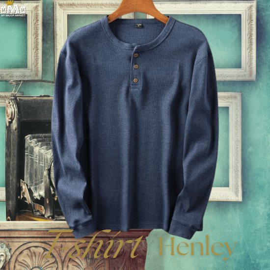 T-SHIRT HENLEY  - TEXTURÉ EN COTON MÉLANGÉ - 59.99 € |My Major Market