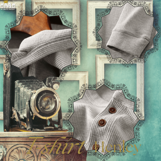 T-SHIRT HENLEY  - TEXTURÉ EN COTON MÉLANGÉ - 59.99 € |My Major Market
