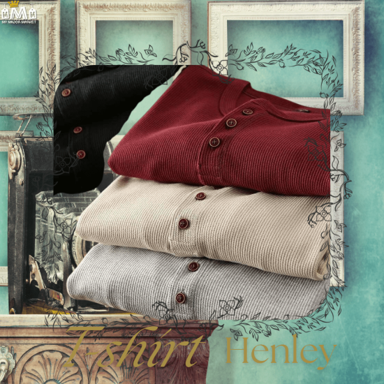 T-SHIRT HENLEY  - TEXTURÉ EN COTON MÉLANGÉ - 59.99 € |My Major Market
