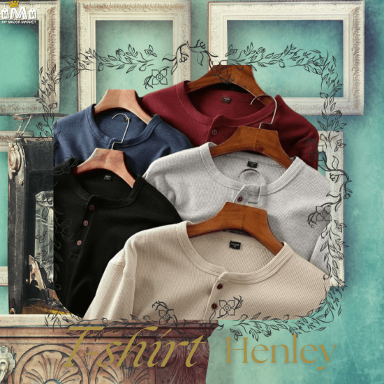 T-SHIRT HENLEY  - TEXTURÉ EN COTON MÉLANGÉ - 59.99 € |My Major Market