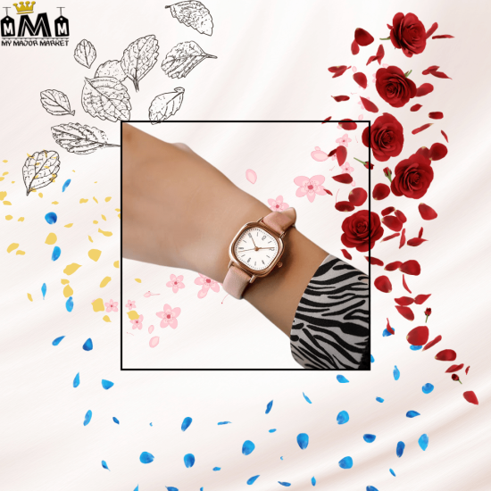 MONTRE QUARTZ FEMME - BRACELET CUIR & CADRAN DORÉ