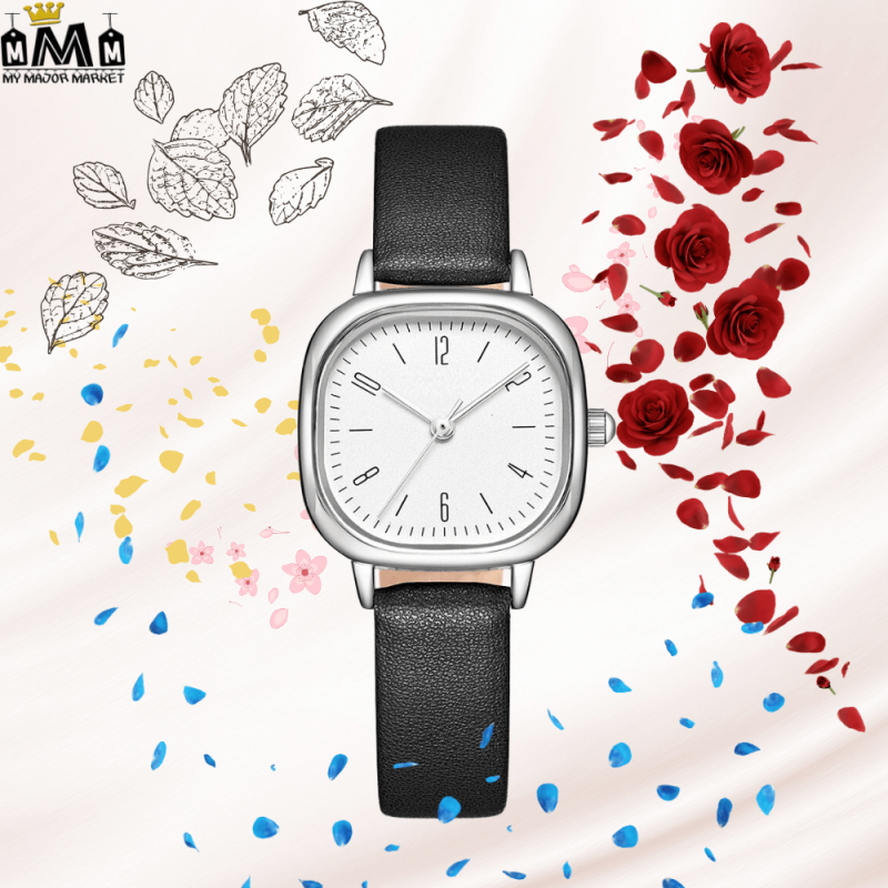 MONTRE QUARTZ FEMME - BRACELET CUIR & CADRAN DORÉ