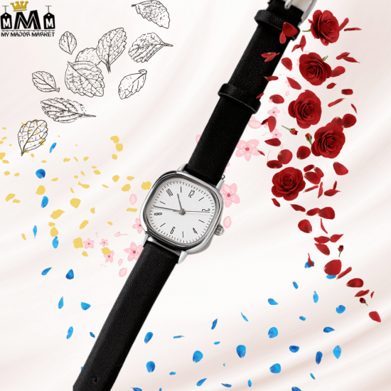 MONTRE QUARTZ FEMME - BRACELET CUIR & CADRAN DORÉ