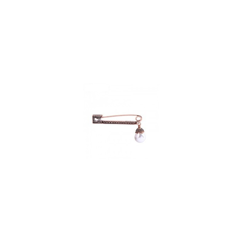 BROCHE ÉPINGLE FEMME - STRASS & PERLE